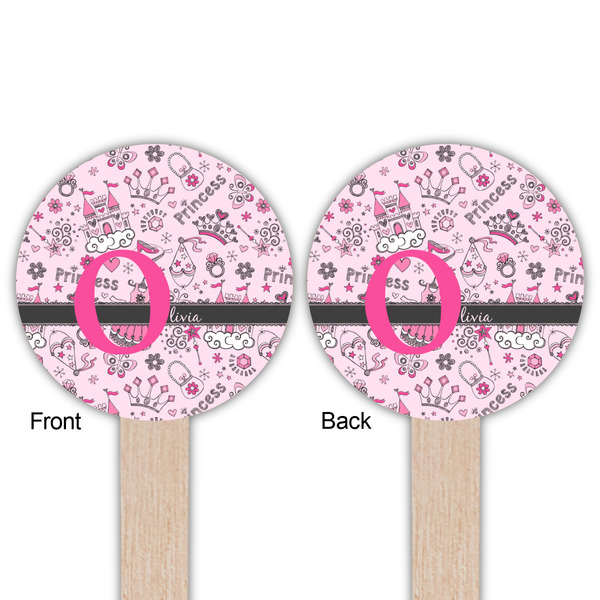 Princess Wooden 6" Food Pick - Round - Double Sided - Front & Back