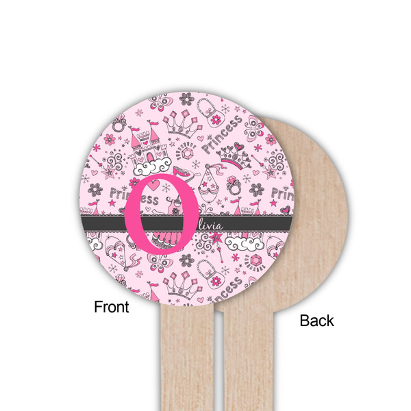 Princess Wooden 6" Food Pick - Round - Single Sided - Front & Back