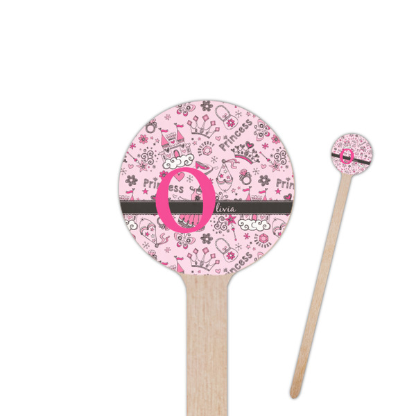 Custom Princess 6" Round Wooden Stir Sticks - Single Sided (Personalized)
