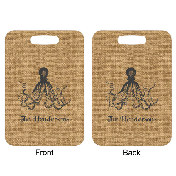 Octopus & Burlap Aluminum Luggage Tag (Front + Back)