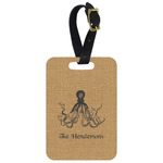 Octopus & Burlap Print Metal Luggage Tag w/ Name or Text