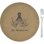 Octopus & Burlap Print 8" Glass Appetizer / Dessert Plates - Single or Set (Personalized)