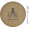 Octopus & Burlap Print 8" Glass Appetizer / Dessert Plates - Single or Set (Personalized)