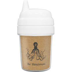Octopus & Burlap Print Baby Sippy Cup (Personalized)