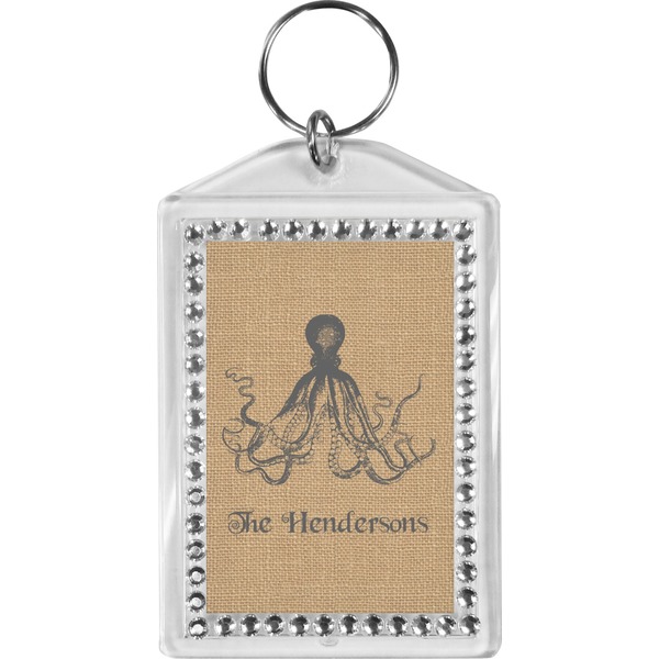 Custom Octopus & Burlap Print Bling Keychain (Personalized)