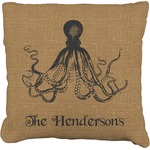 Octopus & Burlap Print Faux-Linen Throw Pillow 16" (Personalized)