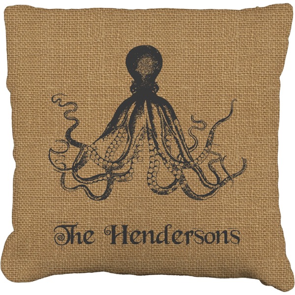 Custom Octopus & Burlap Print Faux-Linen Throw Pillow 26" (Personalized)