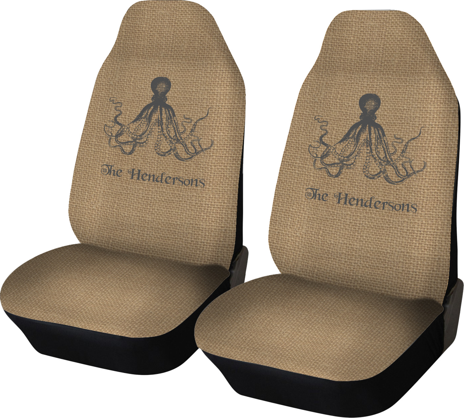 Octopus & Burlap Print Car Seat Covers (Set of Two) (Personalized