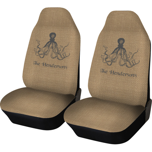 Custom Octopus & Burlap Print Car Seat Covers (Set of Two) (Personalized)