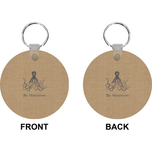 Octopus & Burlap Circle Keychain (Front + Back)