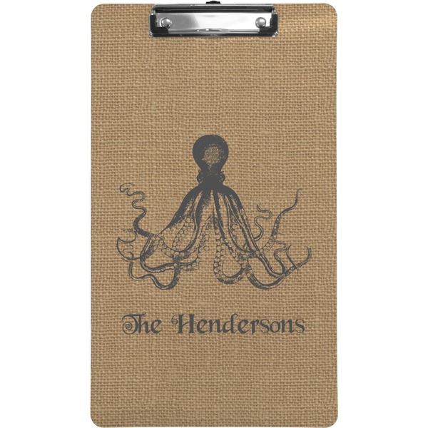 Custom Octopus & Burlap Print Clipboard (Legal Size) (Personalized)