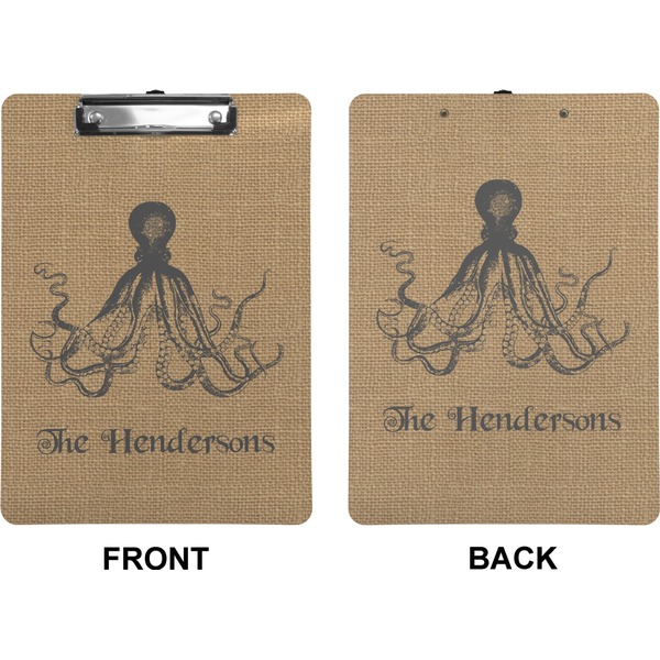 Octopus & Burlap Clipboard (Letter) (Front + Back)