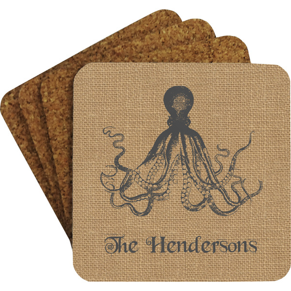 Octopus & Burlap Coaster Set (Personalized)