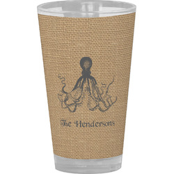 Octopus & Burlap Print Pint Glass - Full Color (Personalized)