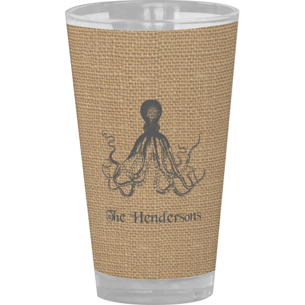 Custom Octopus & Burlap Print Pint Glass - Full Color (Personalized)