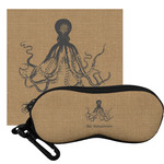 Octopus & Burlap Print Eyeglass Case & Cloth (Personalized)
