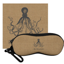 Octopus & Burlap Print Eyeglass Case & Cloth (Personalized)