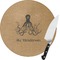 Octopus & Burlap Print Round Glass Cutting Board - Medium (Personalized)