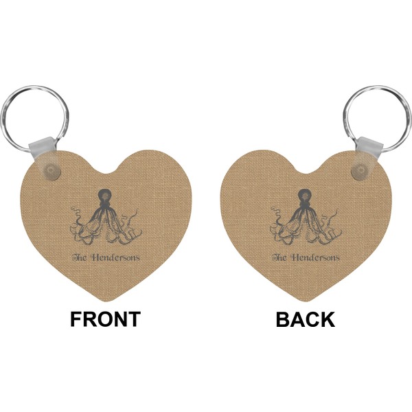 Octopus & Burlap Heart Keychain (Front + Back)