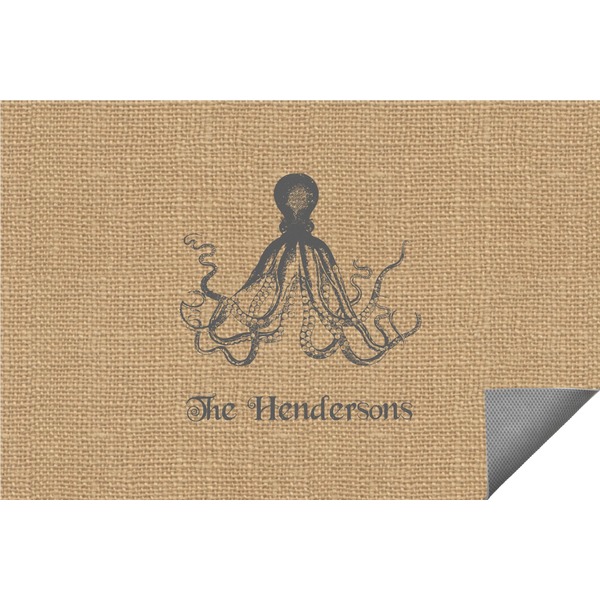 Custom Octopus & Burlap Print Indoor / Outdoor Rug - 3'x5' (Personalized)