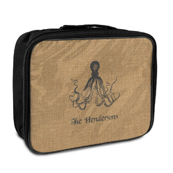 Octopus & Burlap Print Insulated Lunch Bag (Personalized)