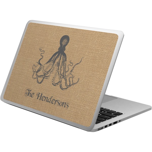 Custom Octopus & Burlap Print Laptop Skin - Custom Sized (Personalized)