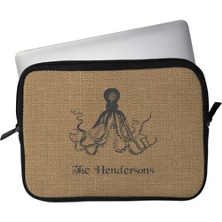 Octopus & Burlap Print Laptop Sleeve / Case (Personalized)