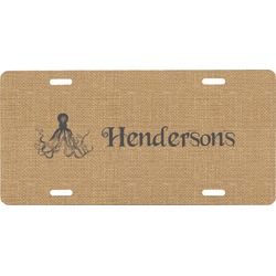 Octopus & Burlap Print Front License Plate (Personalized)
