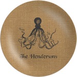 Octopus & Burlap Print Melamine Plate (Personalized)