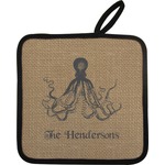 Octopus & Burlap Print Pot Holder w/ Name or Text