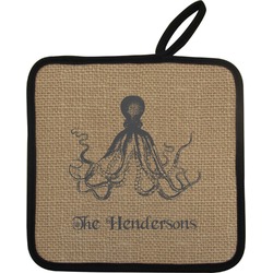Octopus & Burlap Print Pot Holder w/ Name or Text