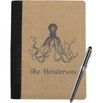 Octopus & Burlap Print Notebook Padfolio - Large w/ Name or Text
