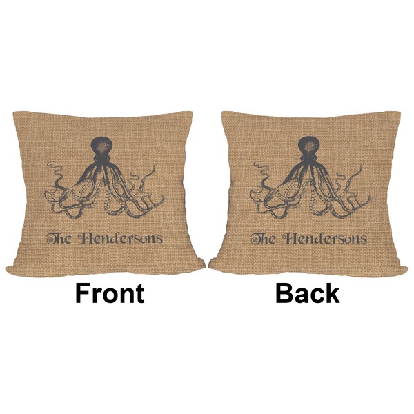 Octopus & Burlap Outdoor Pillow - 18x18