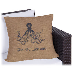 Octopus & Burlap Print Outdoor Pillow - 16" (Personalized)