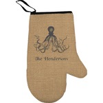 Octopus & Burlap Print Right Oven Mitt (Personalized)