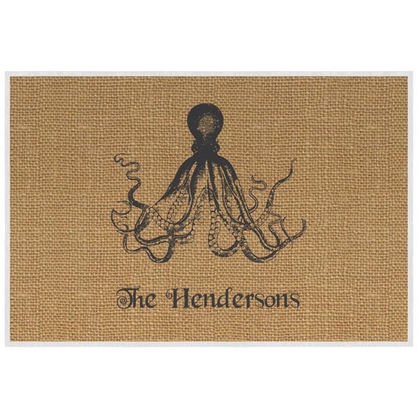 Custom Octopus & Burlap Print Laminated Placemat w/ Name or Text