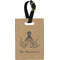 Octopus & Burlap Print Plastic Luggage Tag - Rectangular w/ Name or Text