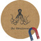 Octopus & Burlap Print Round Fridge Magnet (Personalized)