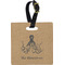 Octopus & Burlap Print Plastic Luggage Tag - Square w/ Name or Text