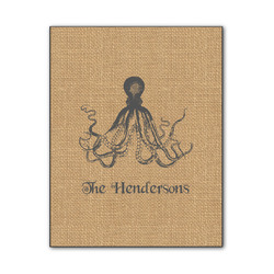 Octopus & Burlap Print Wood Print - 11x14 (Personalized)
