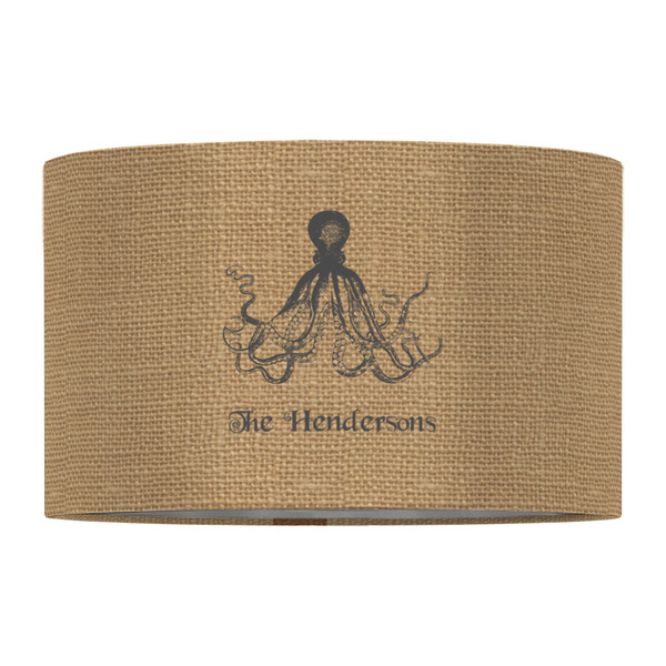 Octopus & Burlap Print 12" Drum Lampshade - FRONT (Fabric)