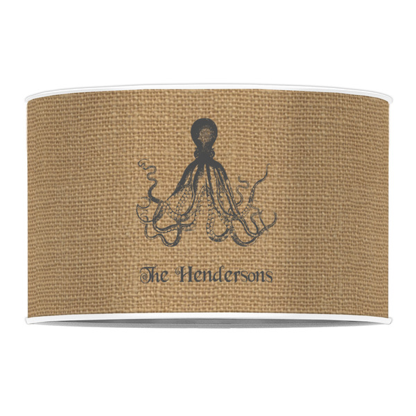 Octopus & Burlap Print 12" Drum Lampshade - FRONT (Poly Film)