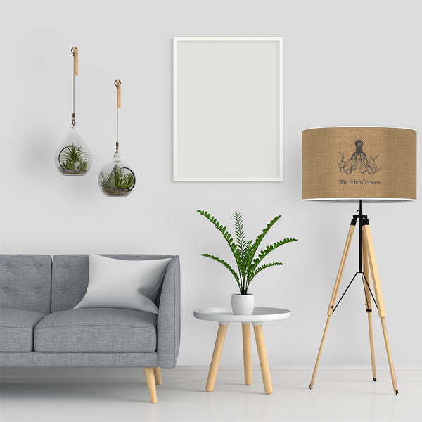 Octopus & Burlap Print 12" Drum Lampshade - LIFESTYLE