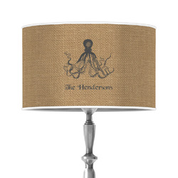 Octopus & Burlap Print 12" Drum Lamp Shade - Poly-film (Personalized)