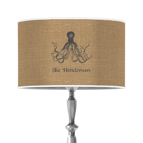 Custom Octopus & Burlap Print 12" Drum Lamp Shade - Poly-film (Personalized)