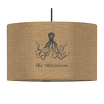 Octopus & Burlap Print 12" Drum Pendant Lamp - Fabric (Personalized)