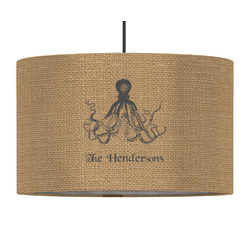 Octopus & Burlap Print 12" Drum Pendant Lamp - Fabric (Personalized)