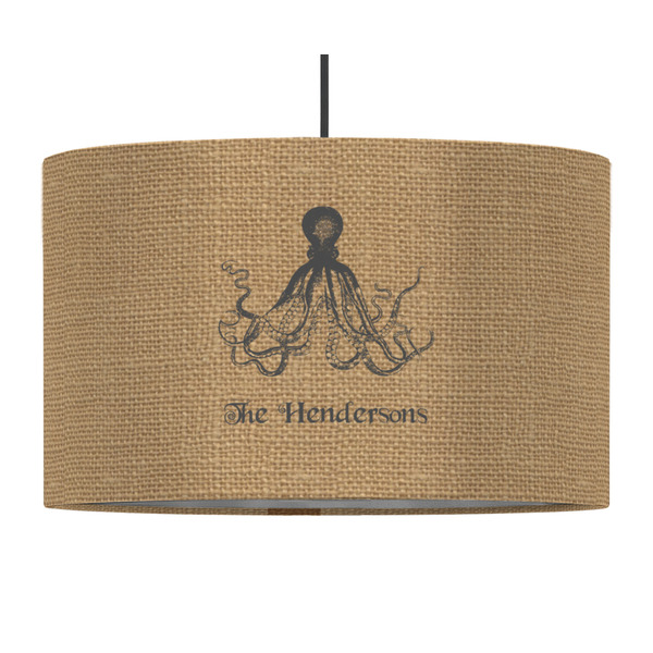 Octopus & Burlap Print 12" Drum Lampshade - PENDANT (Fabric)
