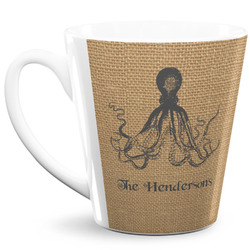 Octopus & Burlap Print 12 Oz Latte Mug (Personalized)