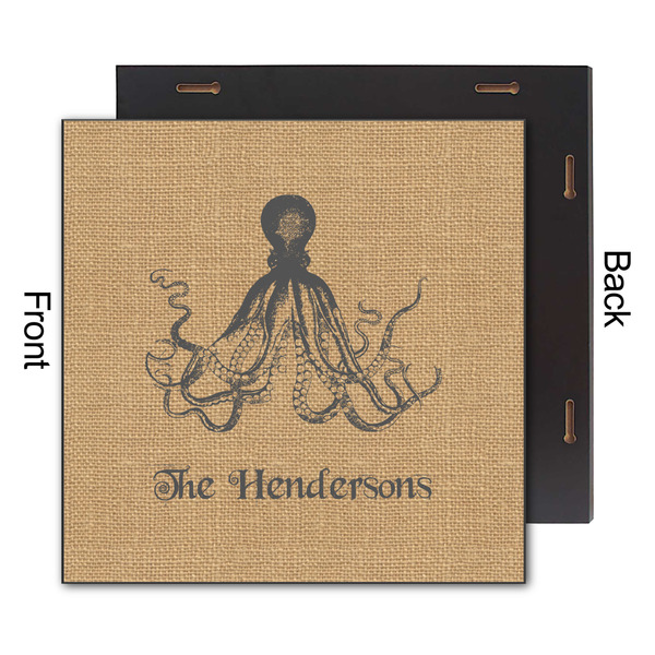 Octopus & Burlap Print 12x12 Wood Print - Front & Back View
